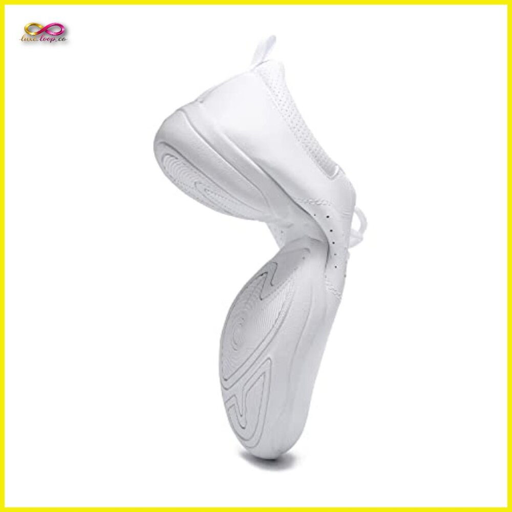 White Athletic Flats Cheerleading Dance Shoes Comfortable Training Sneakers - Picture 5 of 6